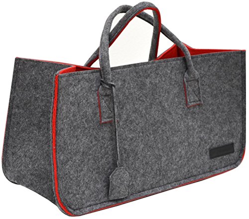 DuneDesign torba filcowa do du?ych ci??arów do 25 kg, kosz filcowy XL na drewno kominkowe, torba na zakupy, szara