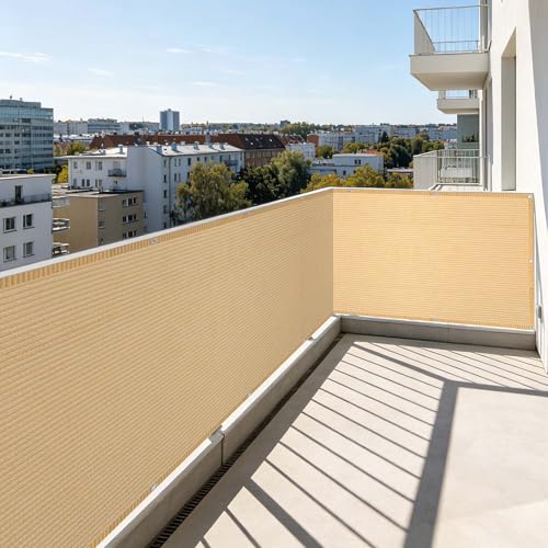Filet d'ombrage perméable vent et eau 4 x 5.5 m crème pour grand balcon