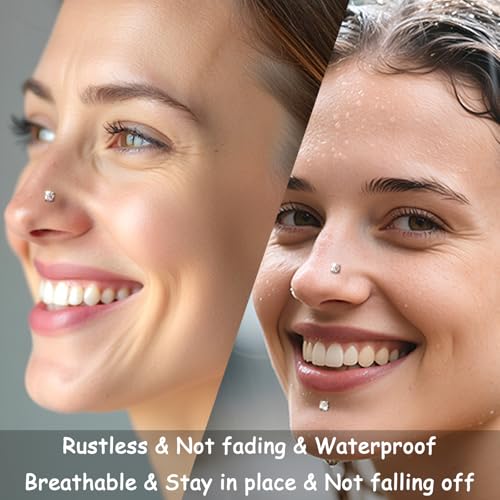 8Pcs 20G Nose Rings Studs Set for Women Men - Hypoallergenic Gold/Silver 316L Surgical Stainless Steel Nose Studs L Shaped Corkscrew Body Piercing Jewelry for Nose Earring Studs CZ 1.5mm 2mm 2.5mm 3mm4