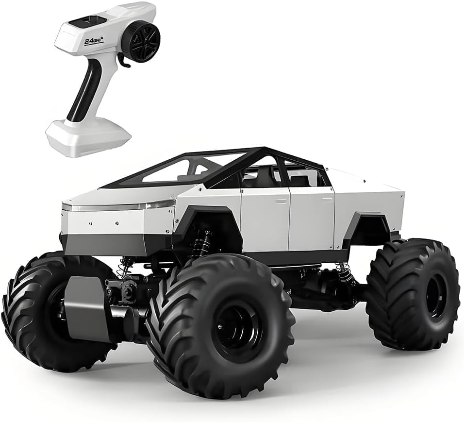 1:8 Scale Large Remote Control Car, RC Cars with Metal Shell, 2.4GHz 4WD RC Truck with Headlights, All Terrain Off Road Monster Truck with 1 Batteries