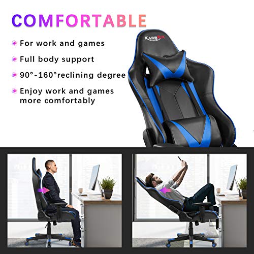 Comermax Gaming Chair High Back Home Office Desk Chair Racing Style Comfortable Gamer Chair With Pu Leather And Headrest And Lumbar Pillows #TOP3