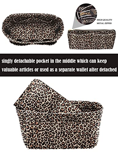 Image of LEXSION Felt Purse Bag Organizer Insert with zipper Bag Tote Shaper Fit Speedy Neverful PM MM, B-Leopard2, Large