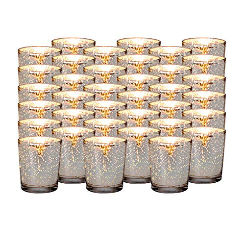 Royal Imports Silver Mercury Glass Votive Candle Holder, Table Centerpiece Tealight Decoration