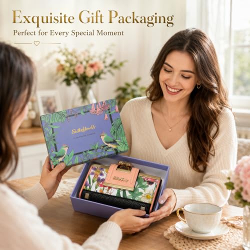 Image of Floral Wallet for Women, Vintage Kiss-Lock Clutch Purse