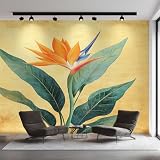 Generico Carta da Parati Strelitzia Reginae, Fotomurale Pianta Strelitzia per Camera da Letto Decorazioni Parete, Carta Parati Effetto Decorativi Wallpaper, 200 x 140 cm D&O85