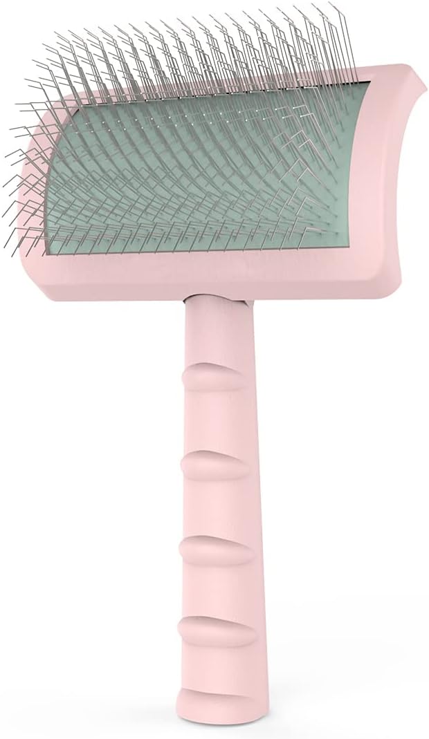 CeleMoon Extra Long Pin Slicker Brush for Dogs Cats - Grooming Brush for Thick & Curly Hair, Gently Removes Mats, Tangles, Loose Undercoat from Cockapoo, Poodles, Doodle