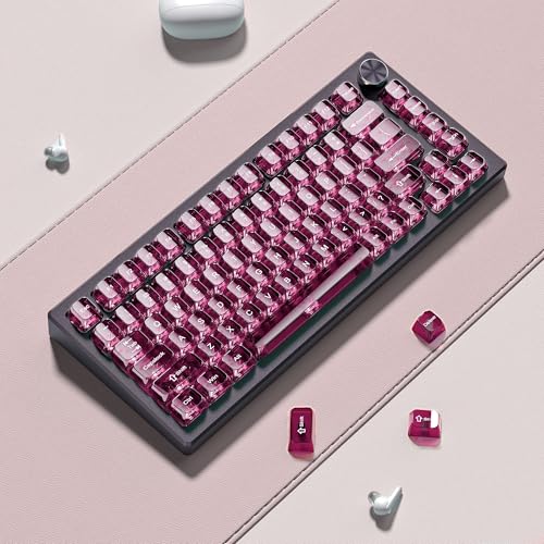Image of dagaladoo Fuchsia Clear keycaps for Mechanical Keyboard,Transparent MDA keycaps 60 75 100 Percent,Ceramic Jelly Key caps Set,Shine Through Key caps for Mx Switches Mechanical Keyboard(115key)