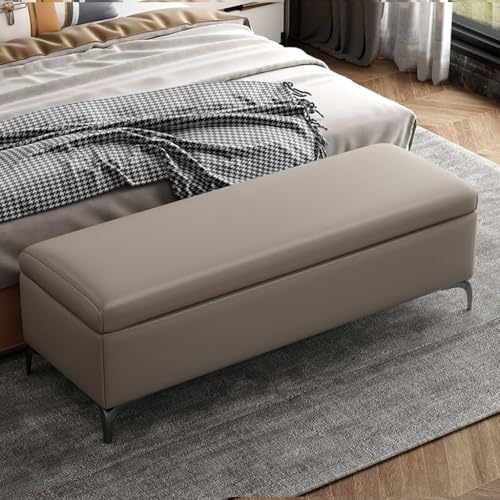 Puf de cuero extragrande con banco reposapiés