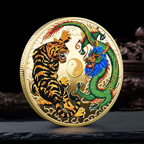 Chinese Loong Rising And Tiger Leaping Lucky Coin Lottery Ticket Scratcher Tool #TOP2