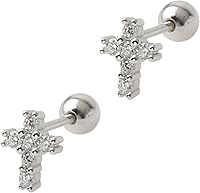 Vista 1 de Pendientes pequeños de plata de ley 925 con rosca trasera