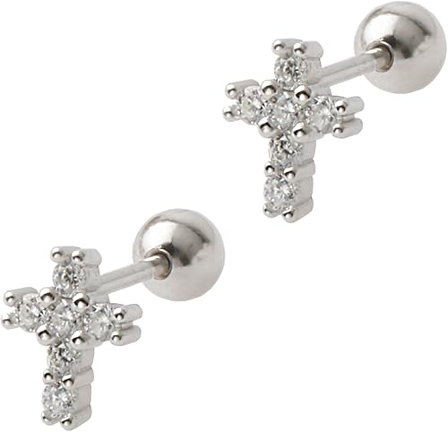 Pendientes pequeños de plata de ley 925 con rosca trasera