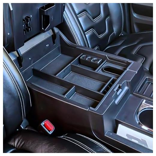 TACOBRO Center Console Organizer Compatible with 2014-2017 2018 2019 2020 2021 Tundra Accessories, Crewmax Interior Armrest Underseat Storage Box- Full-coverage Insert Tray, Black Trim