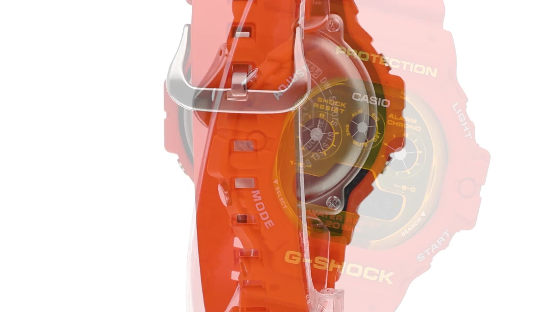 G-Shock Watch for Men, Quartz Movement, Digital Display, Orange