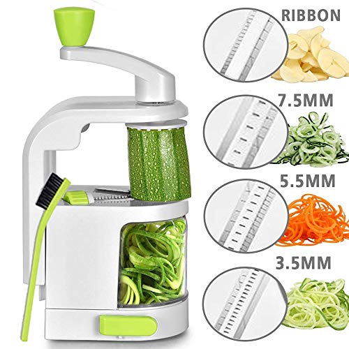 Spiralizer Vegetable Slicer, Smile Mom 4 Blades Vegetable Spiralizer, Heavy Duty Veggie Spiralizer