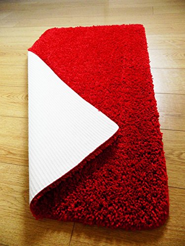 Image of NEW BRIGHT COLOURFUL WASHABLE SHAGGY NON SLIP RUGS & MATS UK (80x140cm, Red)