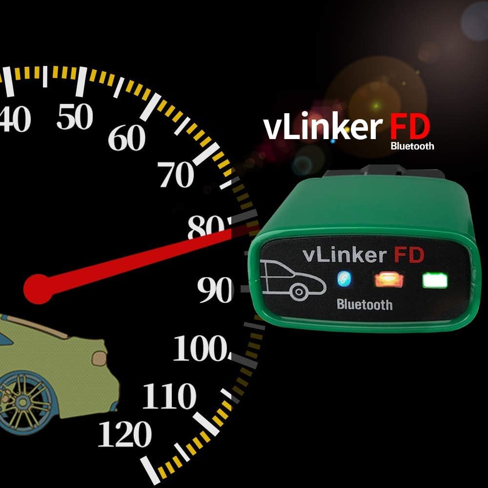 Vgate OBDII Bluetooth, vLinker FD OBD Scanner OBD2 Strumento diagnostico Check Engine Light per Android e Windows (Bluetooth 3.0)