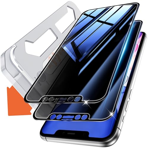 Tentoki Protector Pantalla Privacidad para iPhone 11/ XR, Alineación Automática para Una Instalación Rápida, [2 Piezas] Compatible con ID de cara, antiespia [Protección de privacidad de 25 grados]