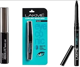 LAKMÉ Absolute Shine Liner+Eyeconic Kajal& Eyeconic Luminous Mascara Gel Combo Pack Of 3 (3 Items In The Set), Multi