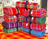 2 African Maasai Shuka/Maasai Fabrics/Kenyan Kikoy/Maasai Throw Blanket/ Masai Travel Blanket/kikoi/ Sarong/ Couch,Sofa, Picnic, Beach Throw Blanket, Shawl