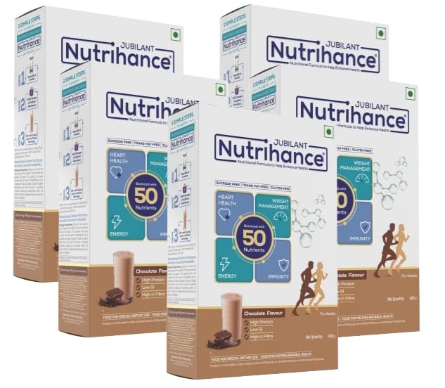 Image of Complete Nutritional Drink In Chocolate Flavour 50 Vital Nutrients | Promotes Heart Health Immunity Building Weight Management Energy Booster (400 Gm) X Pack Of 5