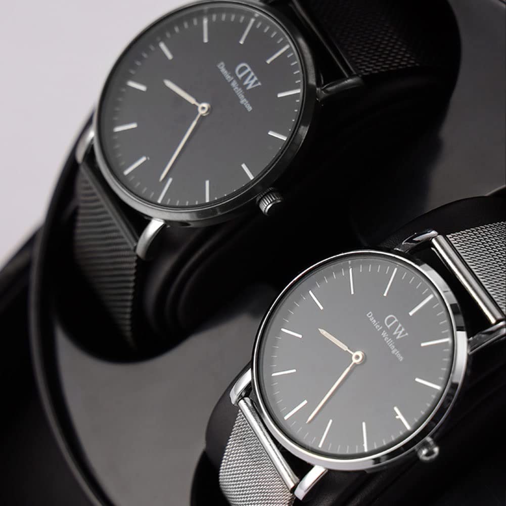 Scatola avvolgitore Automatico Doppio per Orologi, Scatola Porta Orologi Automatica, Scatola Porta Orologi da Polso con 2 Slot, Motore Silenzioso, 2 modalità di Rotazione, MDF