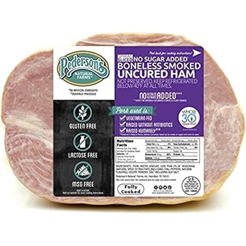 Pederson's Farms, No Sugar, Spiral Sliced, Easter Ham, Uncured Boneless Half Ham, (4 lb average, Serves about 8), Fully Cooked, Whole30 Approved, Keto Paleo Friendly, Made in the US Cover