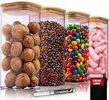 Deco haus® Tarros de Cristal con Tapa hermética, Pasta - 4x1600ml