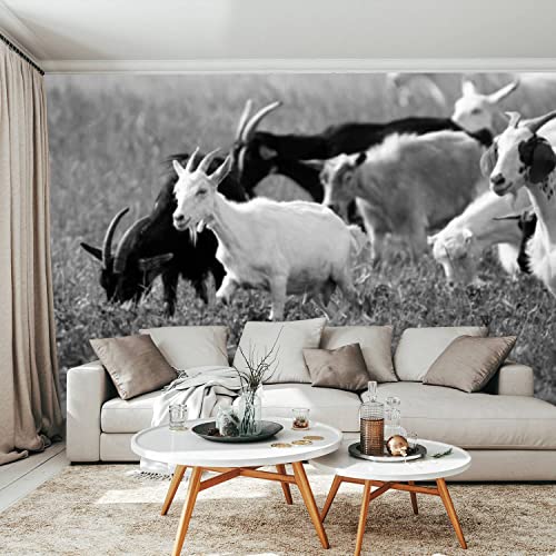 Afwadfwa Modern 3D Removable Wallpaper Self-Adhesive Goats Walk In Village Breeding Of Domestic Animals Industrial Animal Wall Murals Peel And Stick Wall Stickers For Living Room Bedroom Wall Decor #TOP1