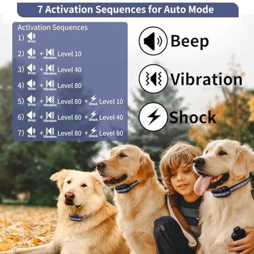 PetJoy Bark Collar with Remote, Bark and Training Collar Combo, Shock Collar for Large Dogs, Auto Bark Collar - Shock, Vibration, Beep and Auto Mode (Level 1-5), Remote Range 2800 Ft
