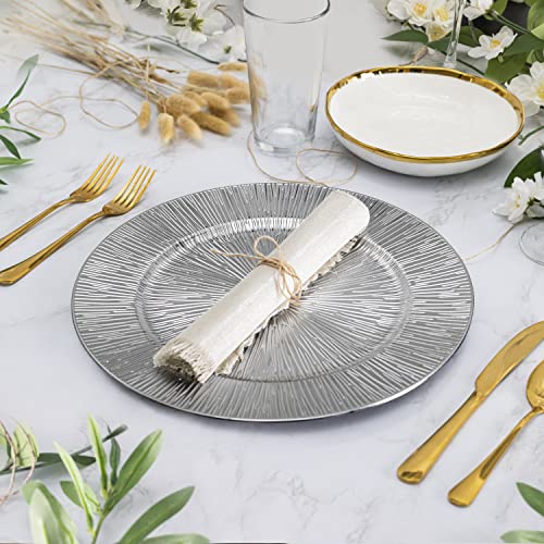 American Atelier Charger Plate Large 13” Decorative Premium Polymer Service Plate For Home & Professional Fine Dining Perfect For Upscale Events, Dinner Parties, Weddings, Banquets, Catering, Set Of 4 #TOP2