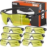 OXG 6 Pair Safety Glasses, Scratch Resistant Wraparound Lenses ANSI Z87.1 Protective Eyewear for Unisex (Yellow Lenses)