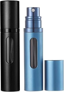 Perfume Atomiser Refillable Perfume Bottle for Travel, Leakproof Mini Empty Perfume Spray Bottle for Women and Men, 10ml - Matte Black & Blue