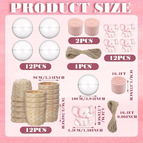 Mifoci 12 Set Hot Air Balloon Baby Shower Favors Elephant Theme Baby Shower Table Centerpieces Gift Include Woven Basket Plastic Candy Boxes Ribbon and Sticker for Gender Reveal Birthday Party by Mifoci - Image 3