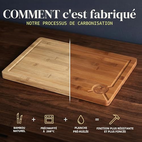 Planche bambou XL carbonisé rainure jus Deer & Oak – Image 4