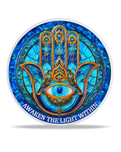 RYUKENLM Hamsa Hand & Mandala Sacred Coin – Spiritual Awakening, Divine Protection, Inner Light,Meaningful Gift for Faith