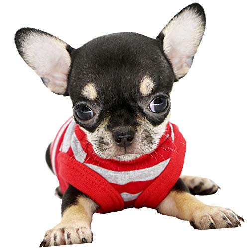 Lophipets 100% Cotton Striped Dog Shirts For Small Dogs Chihuahua Puppy Clothes Tank Vest-Red And Gray Strips/Xxs #TOP1