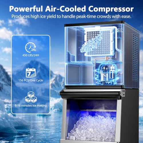 Image of 450LBS /24H Commercial Ice Maker Machine 250LBS Bin Split