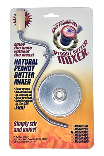 Grandpa Witmer's XL Old Fashioned Natural Peanut Butter Mixer, Model 300, For 16-Ounce Jars, 2.75-Inch Lids - Made in USA, BPA-Free, Self-Cleaning, Mess-Free Oil Stirring
