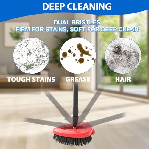 Aufgerüsteter Spin Wischmop Ersatzbürsten Köpfe für Vileda Turbo Wischmopp,Bürste mit Vollen Borsten für die Reinigung Von Harten Böden in Küche,Bad,Pool und Terrasse