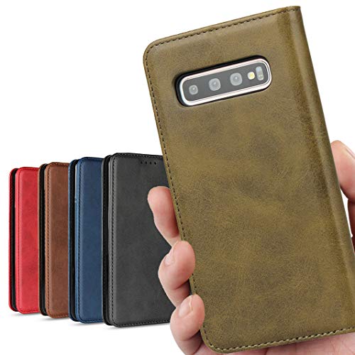 Galaxy S10 ケース 手帳型 SCV41 SC-03L 対応 エス10 カバー サムスン ギャラクシー S 10 スマホケース 携帯カバー 手帳型 カバー 財布 適用 case 【iCovercase】 内蔵マグネット 携帯カバー カードポケット スタンド機能 落ち着いた色 レトロ グリーン