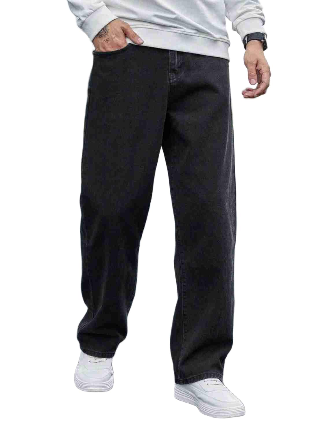 often look HOC Straight Fit Men Black Jeans | Tailored Fit | Mid-Rise Waist | Durable Cotton Blend Fabric | Contemporary Solid Finish | All-Season Wear | Style 61-picture-13