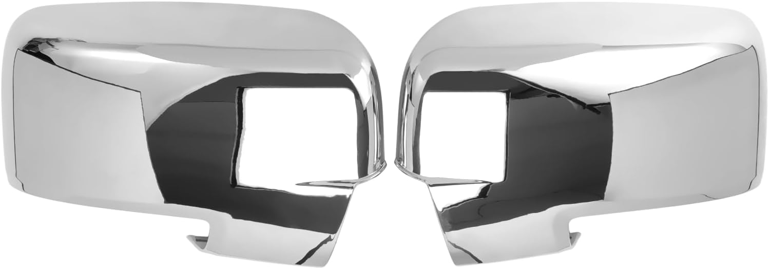1 Pair Chrome Mirror Cover Caps Top Half Left & Right fits Ram Classic 2009-2018 and Ram 1500 1500 2019-2024 Plated With Turn Signal Cut-Outs