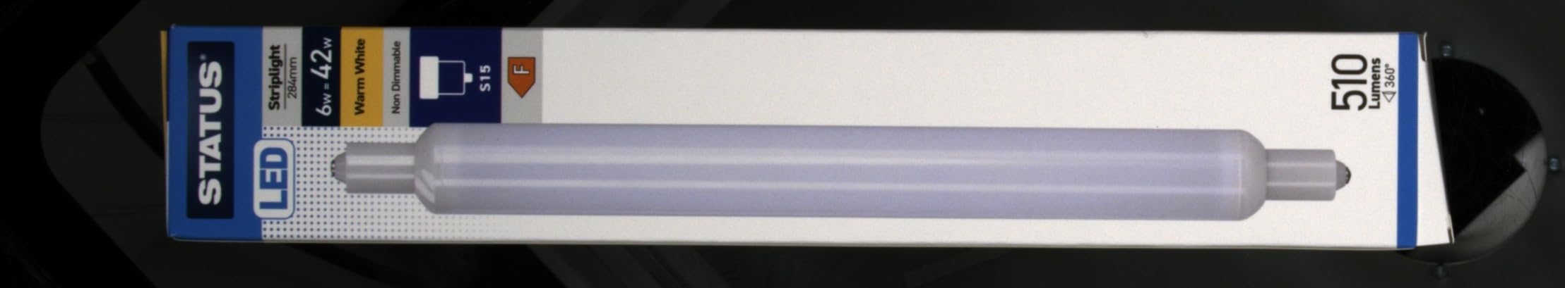 2 x Status LED Striplight. 284mm 6w=42w. Warm White. S15 Bulbs. New. Free P&P
