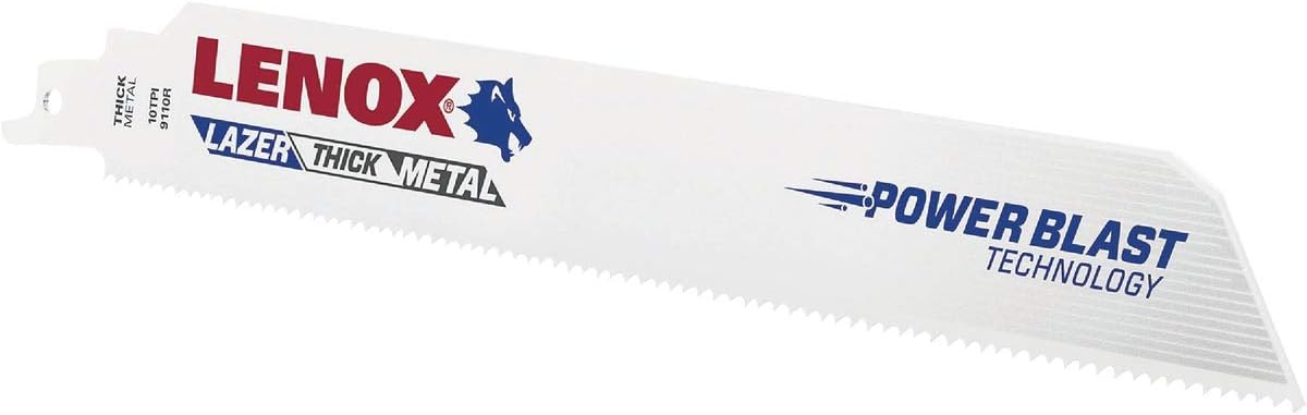 Lenox Tools 20176-9110R 10TPI LAZER Heavy Duty Metal Cutting Bi-Metal Reciprocating Saw Blade, 9"