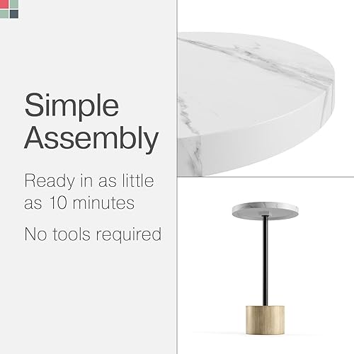 Miniatura 4 de Mesa redonda de metal para bebidas, escritorio de bebidas con pedestal, muebles modernos para el hogar, dormitorio y sala de estar, mesa auxiliar de