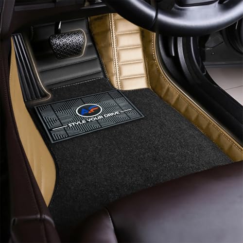 Image of Autofurnish Combination 9D Car Mat Full Set for Mahindra XUV700 (6 Seater) 2024 || Luxury Leather Dual-Stitch Full Set 9D Car Floor Mat || 100% Waterproof || Color : Black FR-Chamois