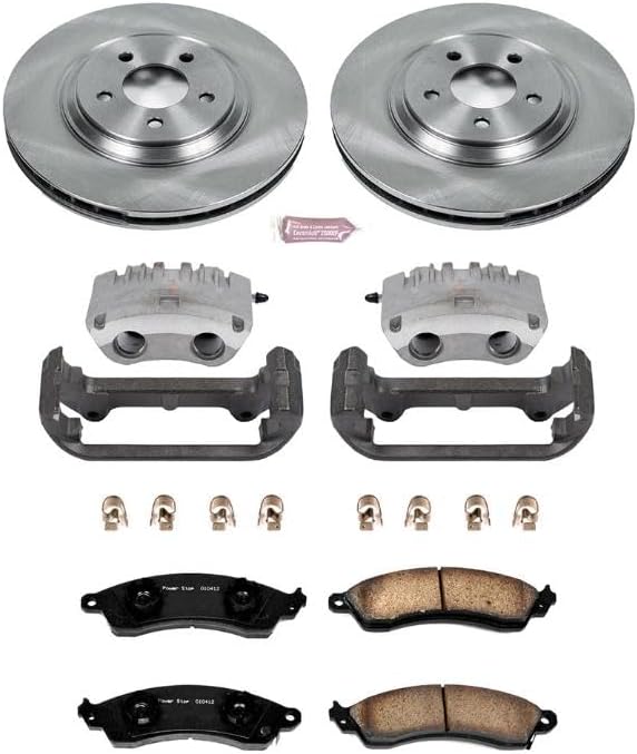PowerStop Front Brake & Caliper Kit for Ford Mustang 1999 |Mustang 2001 |Mustang 2003-04 - Ceramic Brake Pads + Calipers + Disc Rotors Replacement, KCOE1304C