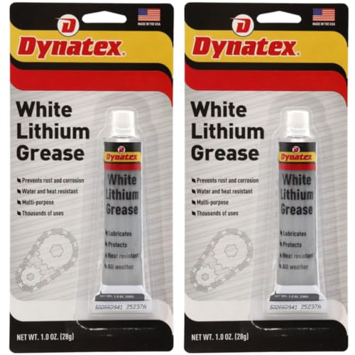 Image of Dynatex White Lithium Grease 1 oz Tube - Multi-Purpose Lubricant for Automotive, Garage Doors, Hinges, Chains, Latches (2-Pack)
