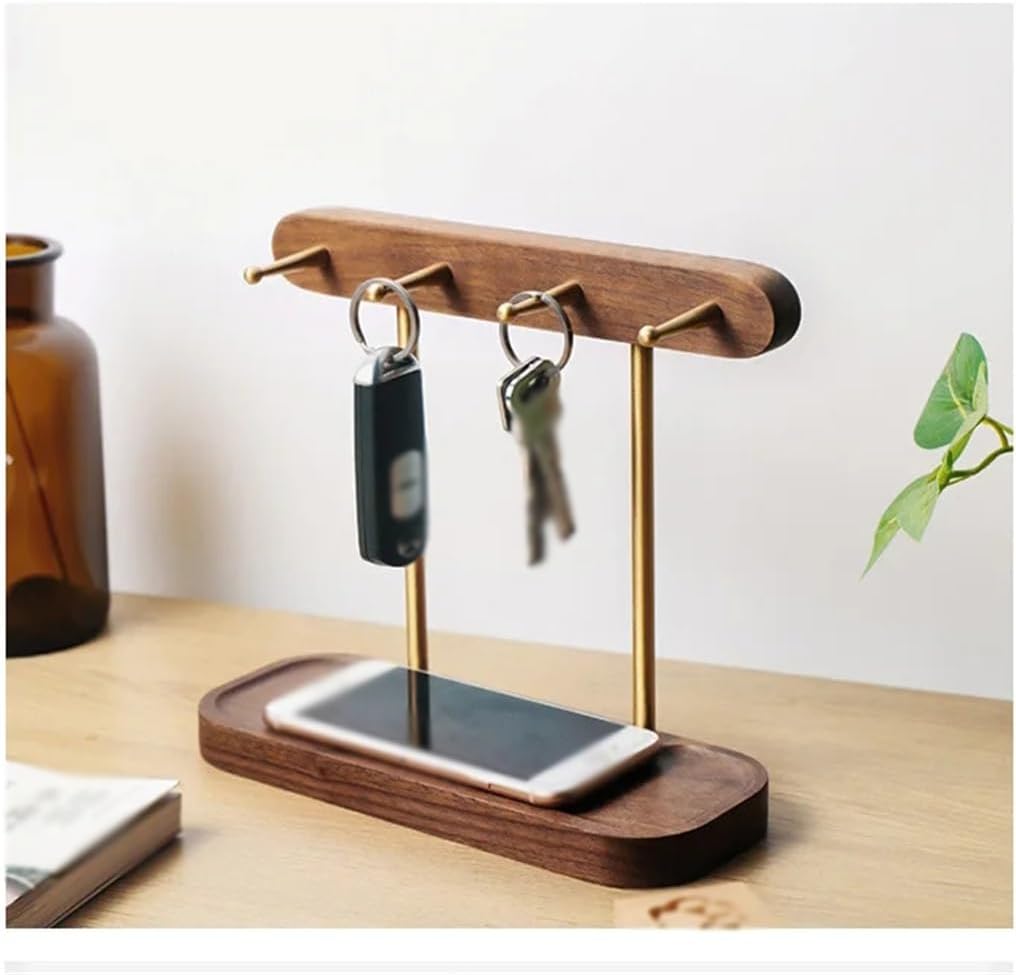FMURY Black Walnut Wood Storage Rack Solid Wood Jewelry Box Entryway Key Storage Rack Entryway Shelf