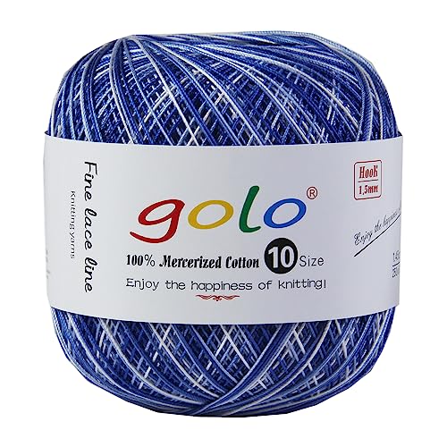 Image of golo Crochet Thread Size 10 Colored Yarn for Crocheting D-Blue-169